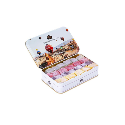 Cerez Pazarı Turkish Delight Mix Flavors Gift Tin Box Without Nuts 320 Gr